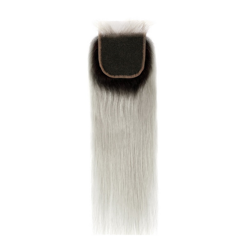 4x4 Lace Closure 1B/Grey Straight Virgin Hair